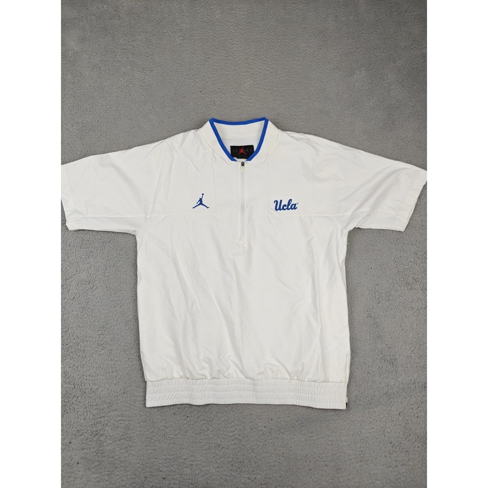 Jordan UCLA Bruins Jacket Mens Medium White NCAA Football Pullover Quarter Zip